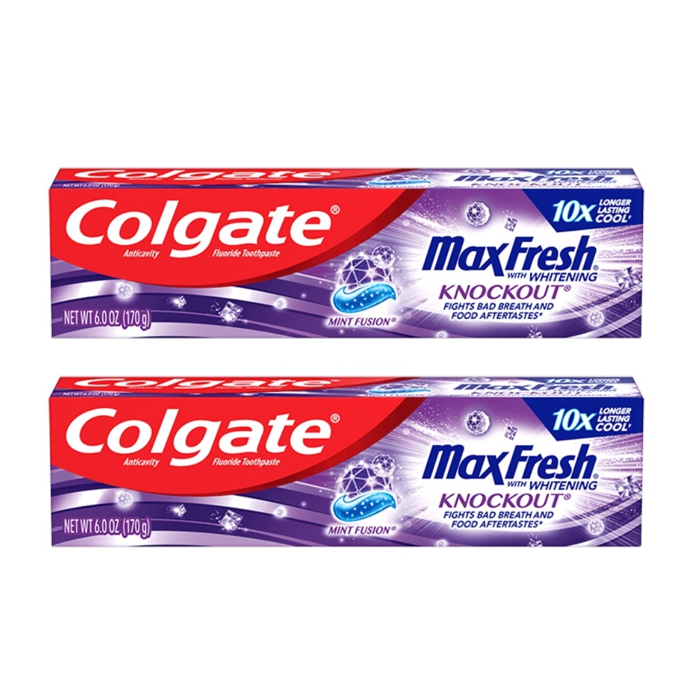 2- Colgate MaxFresh Knockout Mint Fusion Toothpaste 6oz